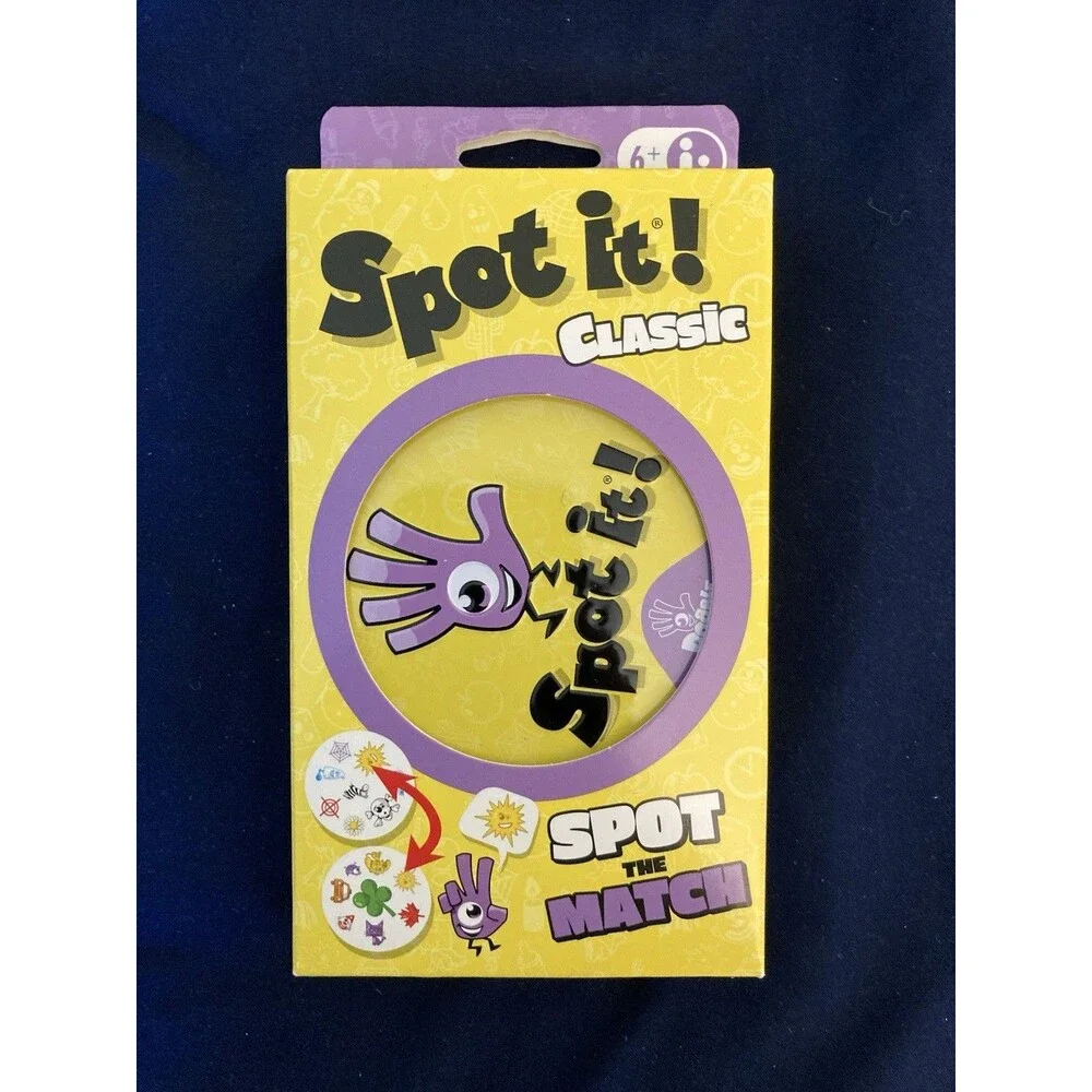 Spot It! Classic Spot The Match Card Game W/Metal Tin Case 5 in 1 Games 55 Cards